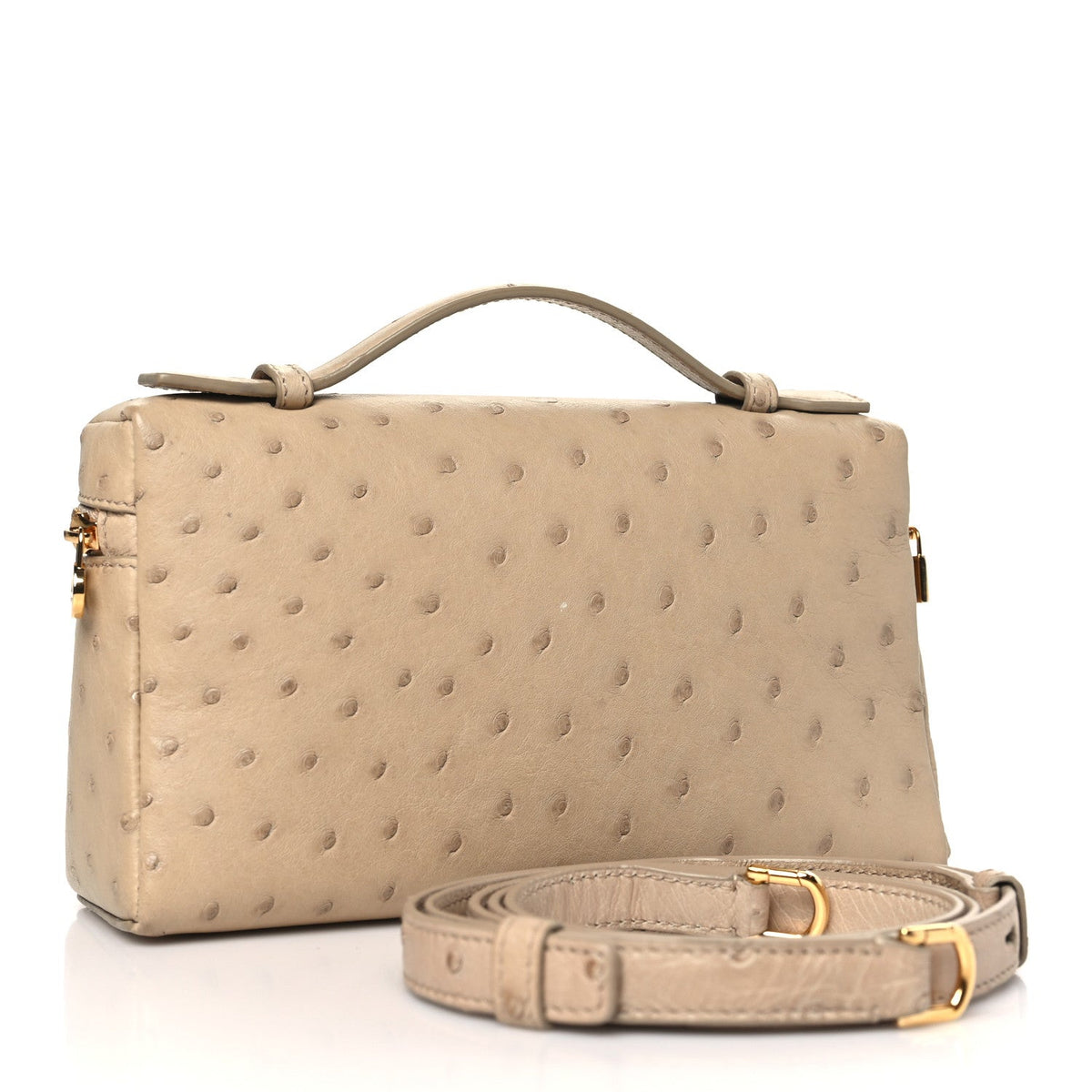 Loro Piana Ostrich L19 Extra Pocket Pouch Beige