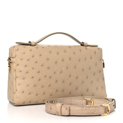 Loro Piana Ostrich L19 Extra Pocket Pouch Beige