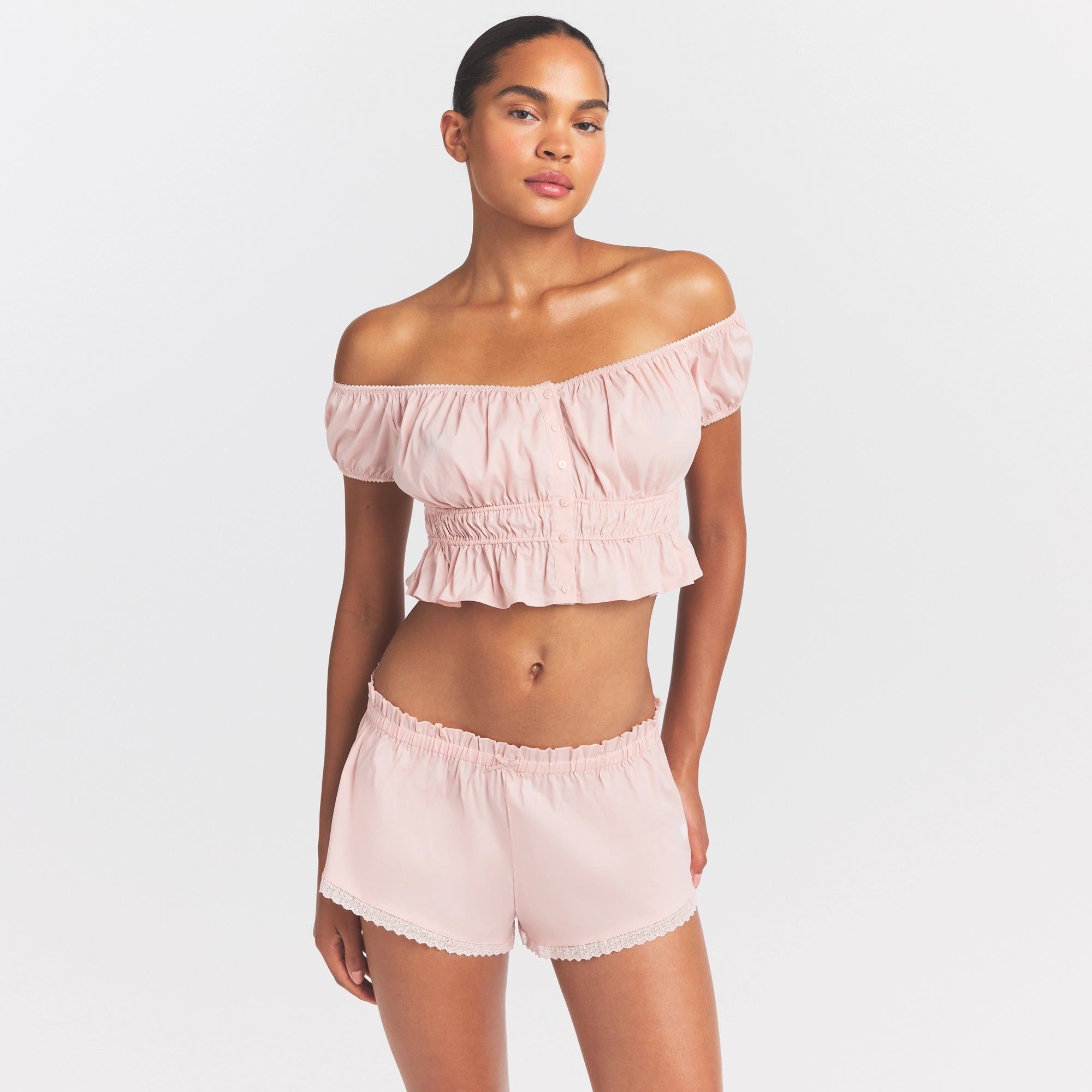 Poplin Apparel Off the Shoulder Top