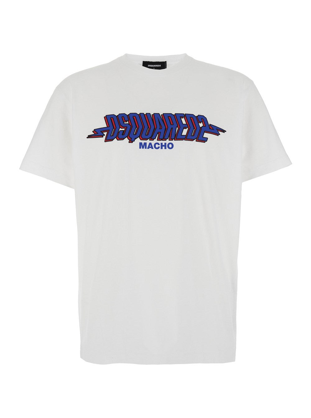 Dsquared2 White Crewneck T-Shirt with Logo Print on the Front in Cotton Man