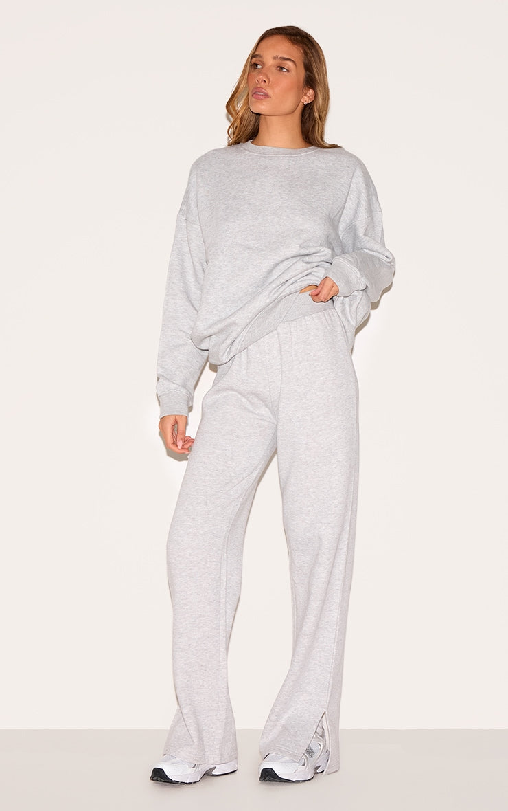 Ash Grey Flared Split Hem Joggers