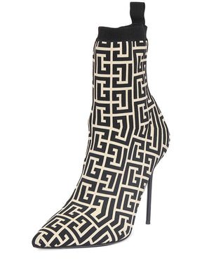 Balmain 110mm Skye monogram knit ankle boots