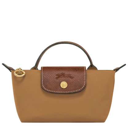 Longchamp Le Pliage Fawn Pouch With Handle Chestnut
