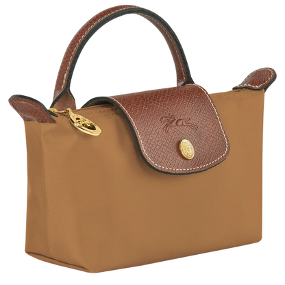 Longchamp Le Pliage Fawn Pouch With Handle Chestnut