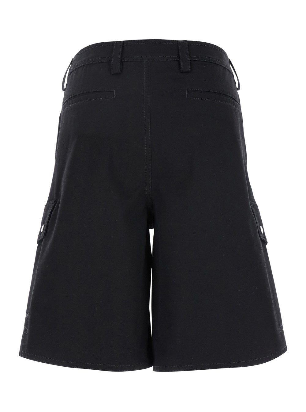 Off-white Black Cargo Shorts with Belt Loops in Cotton Man