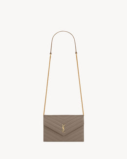 CASSANDRE Envelope Chain Wallet in Grain De Poudre leather