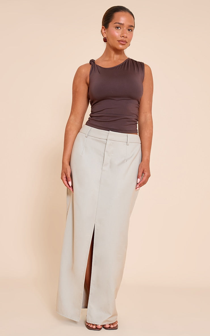 Shape Ash Grey Tailored Split Front Maxi Skirt