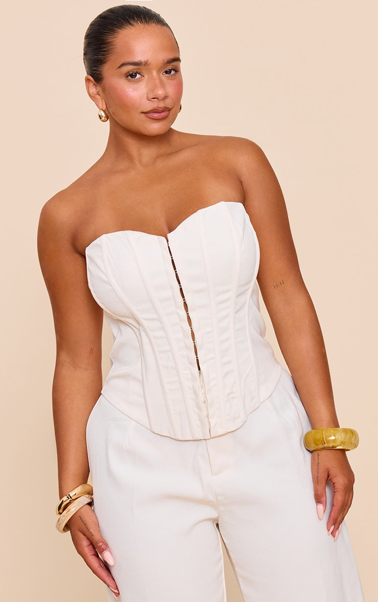 Shape Butter Cream Hook & Eye Front Boned Corset Top