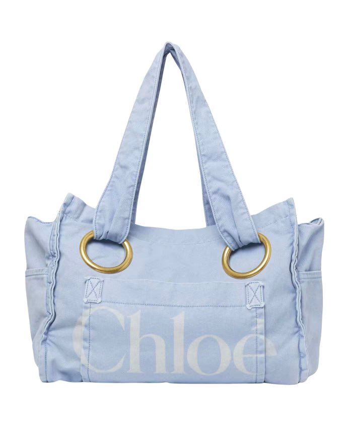 Blue Oversized Eyelet Bag