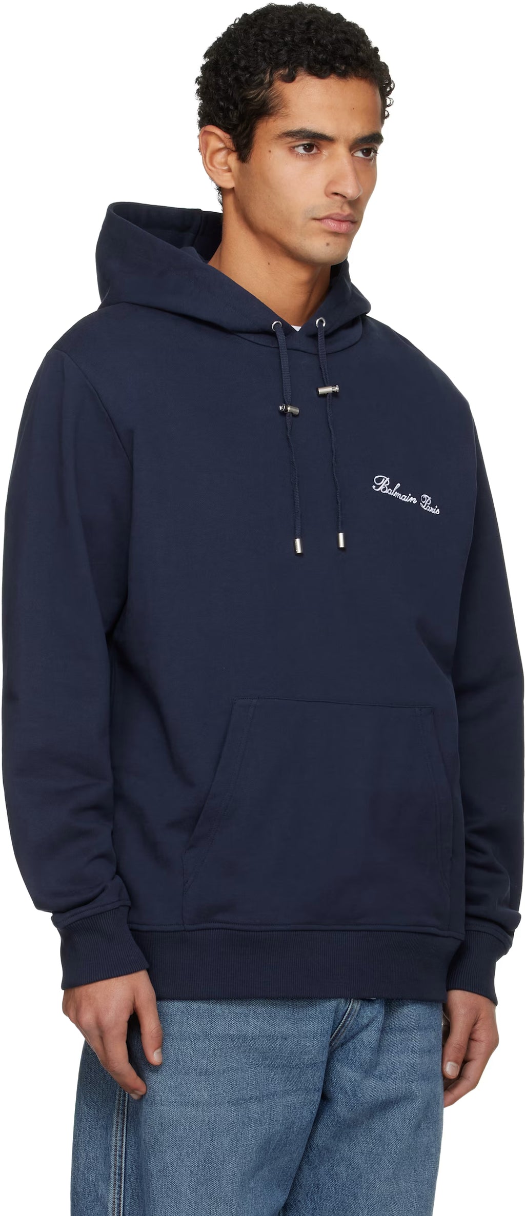 Navy 'Balmain' Signature Hoodie