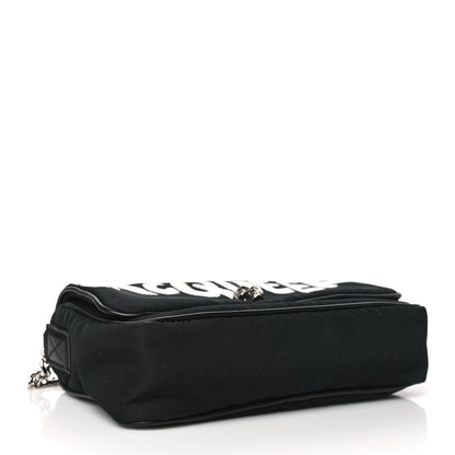 ALEXANDER MCQUEEN Nylon Graffiti Skull Small Crossbody Bag Black White