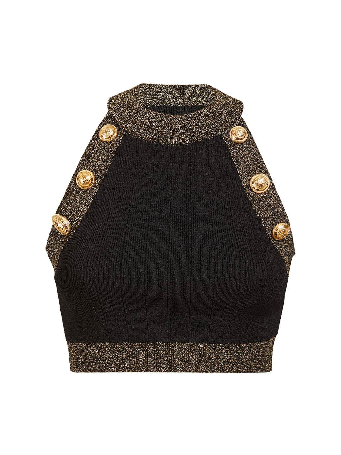 Balmain Balmain Sleeveless viscose knit crop top - Size: XS T-Shirts | Shop From The Mirage