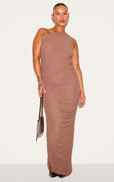 Plus Mushroom One Shoulder Ruched Maxi Dress
