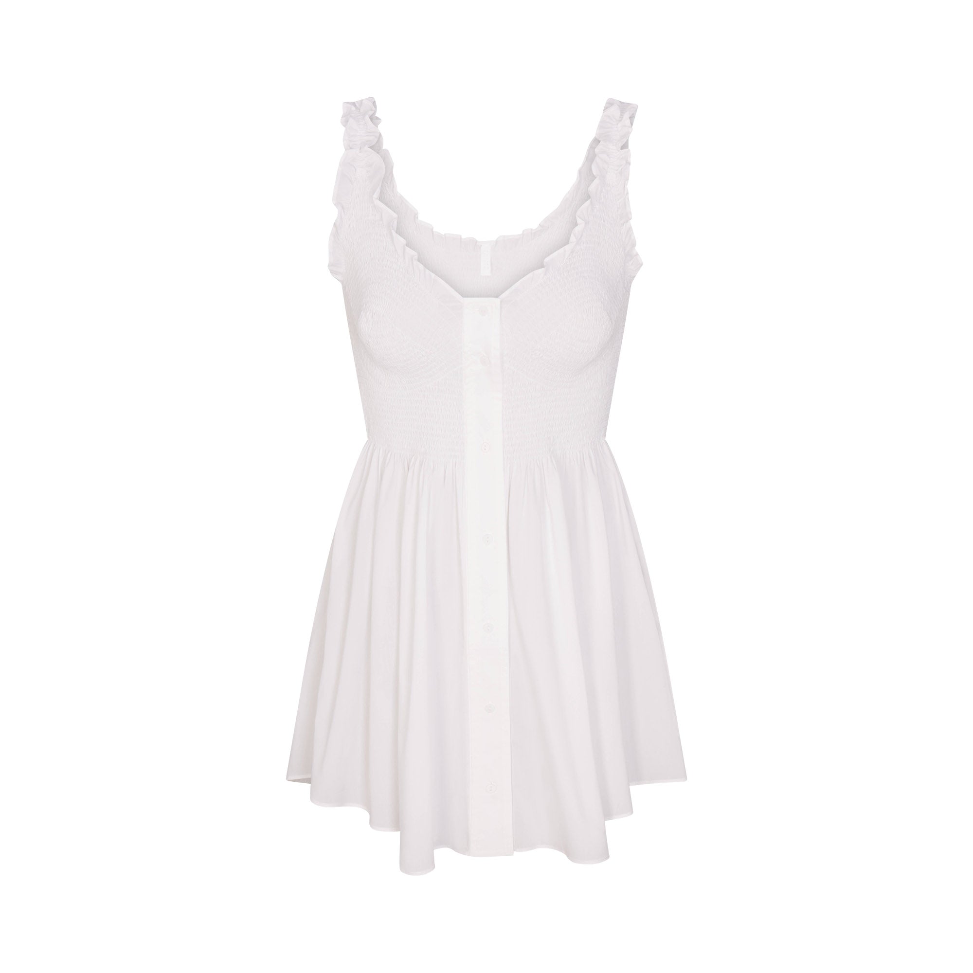 Poplin Apparel Mini Smocked Dress