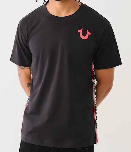 TRUE RELIGION CONTRAST TAPING TEE