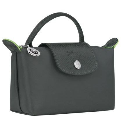 Longchamp Le Pliage Graphite Pouch With Handle Chestnut