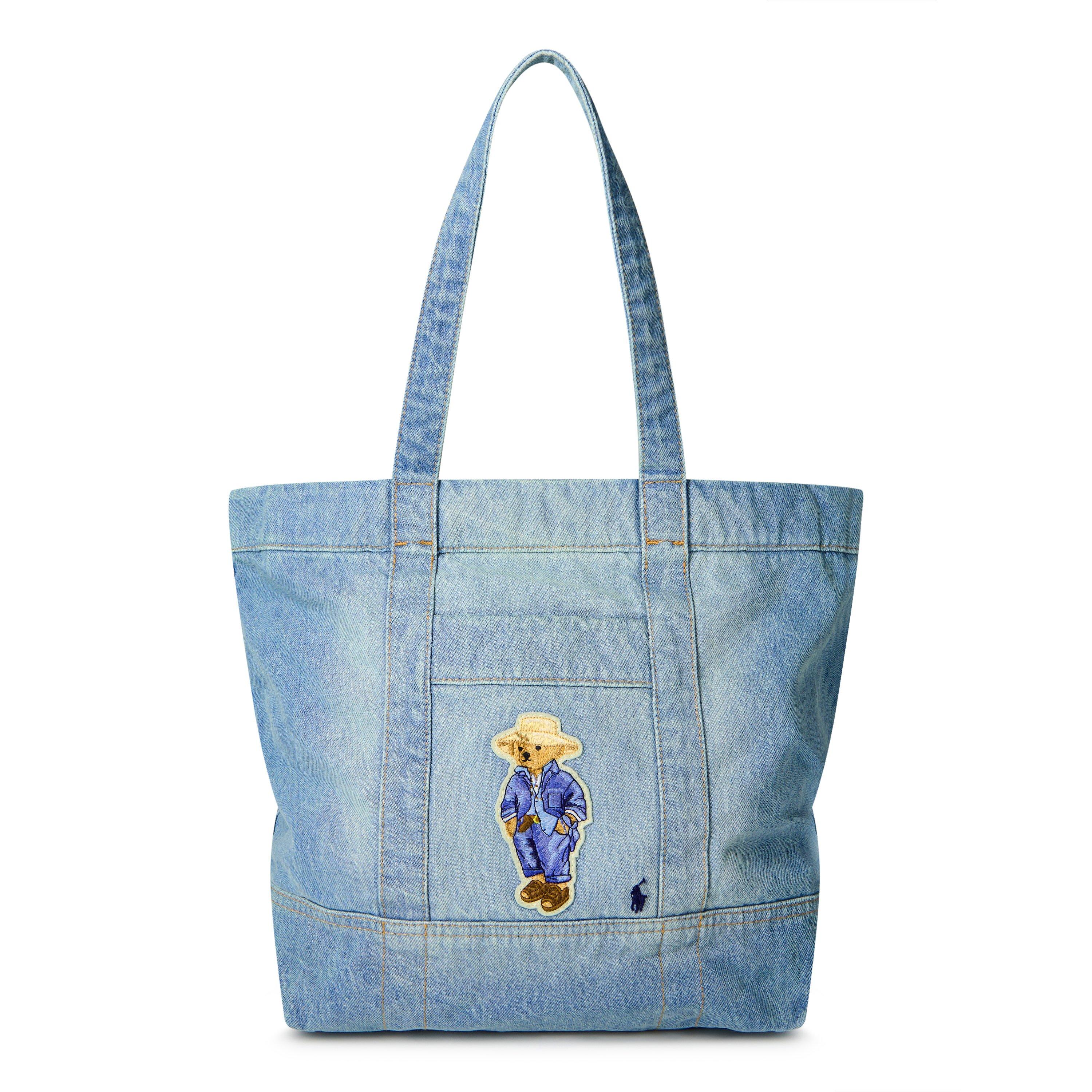 Polo Bear Denim Medium Tote Bag