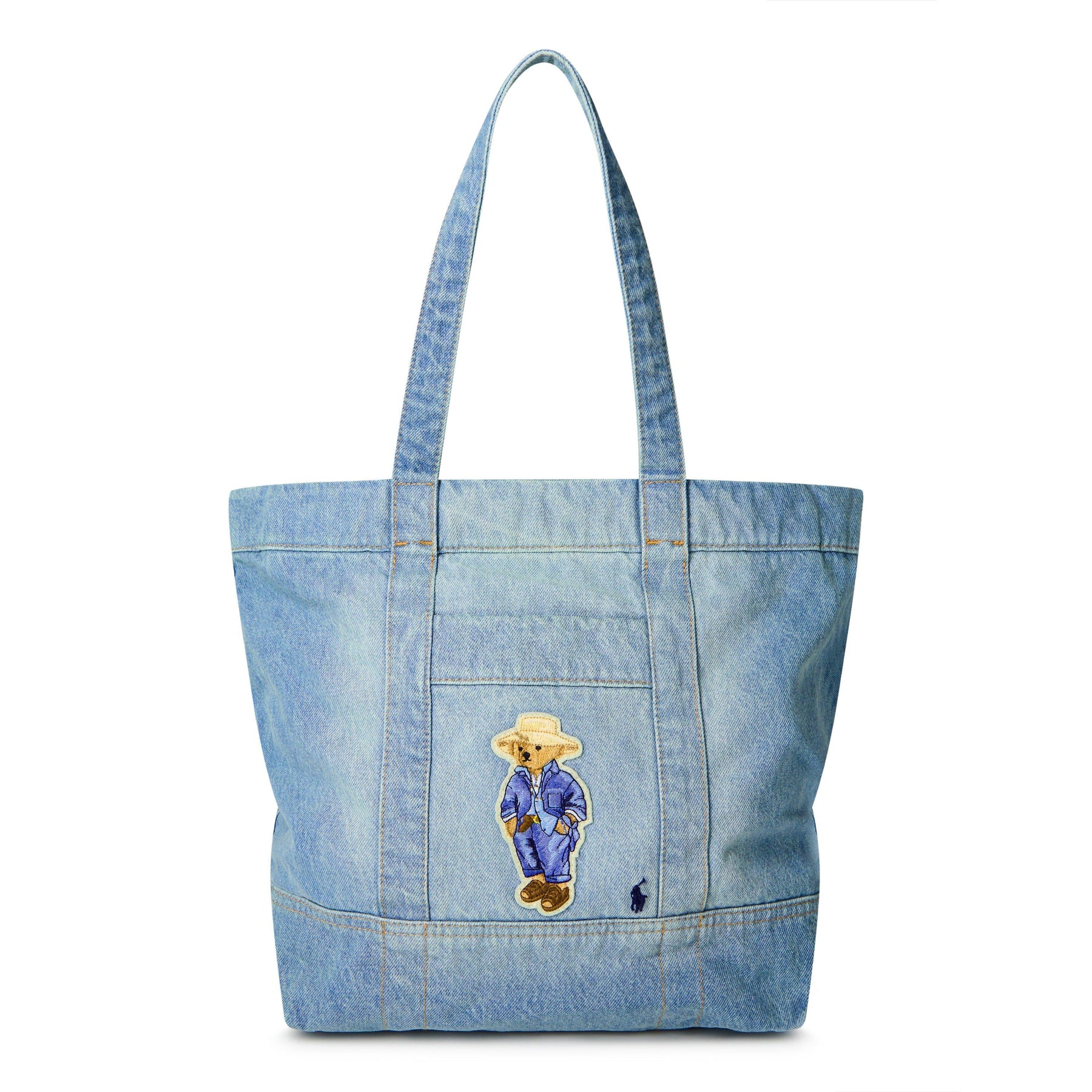 Polo Bear Denim Medium Tote Bag