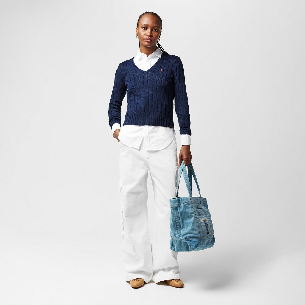 Polo Bear Denim Medium Tote Bag