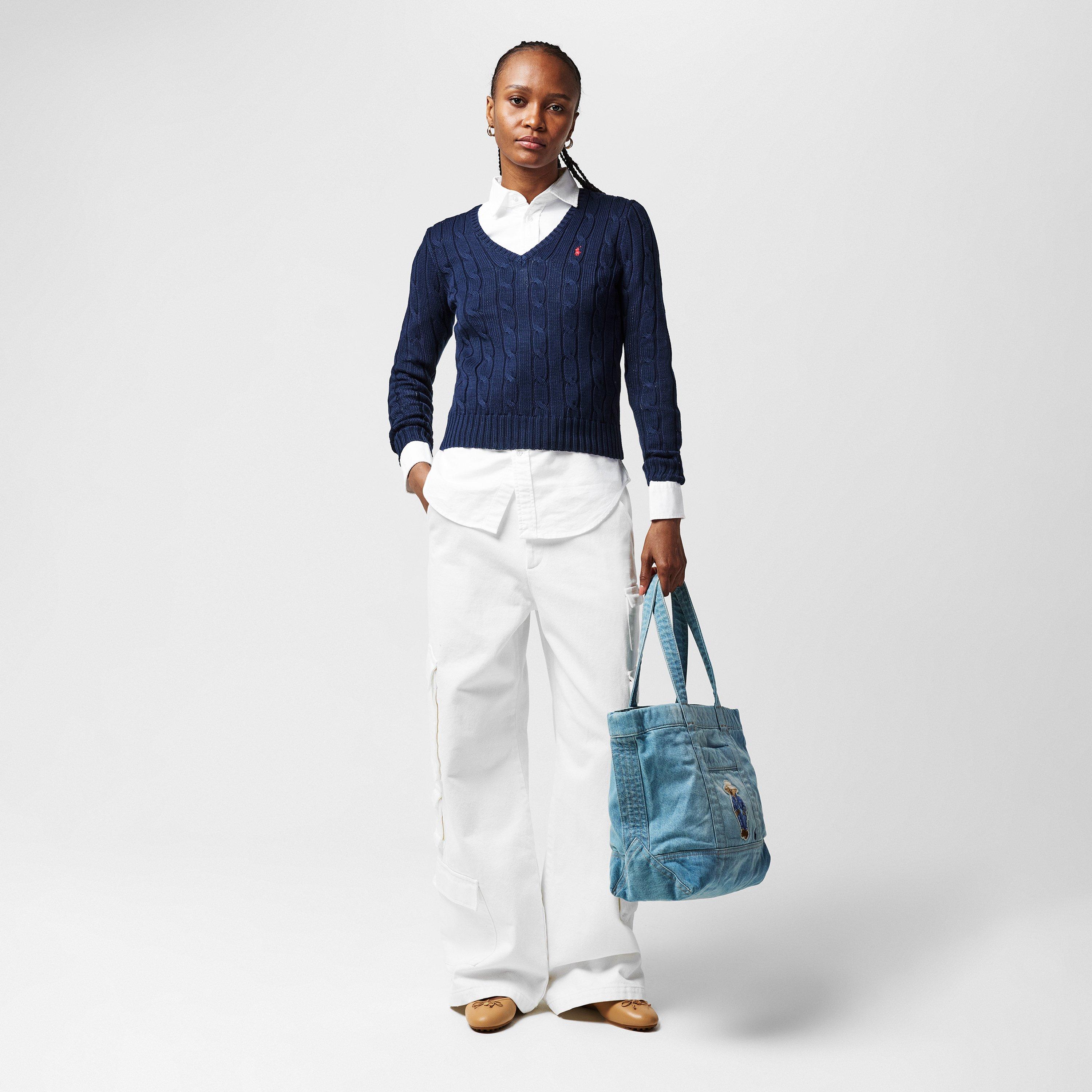 Polo Bear Denim Medium Tote Bag