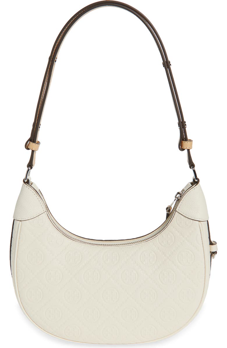 T-Monogram Embossed Crescent Shoulder Bag