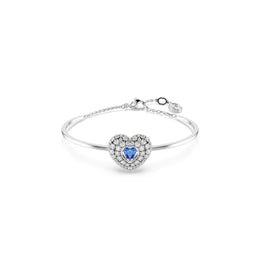 Idyllia Bangle, Heart, Blue, Rhodium Plated