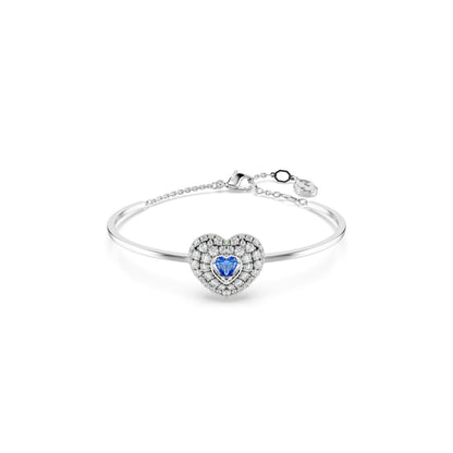 Idyllia Bangle, Heart, Blue, Rhodium Plated