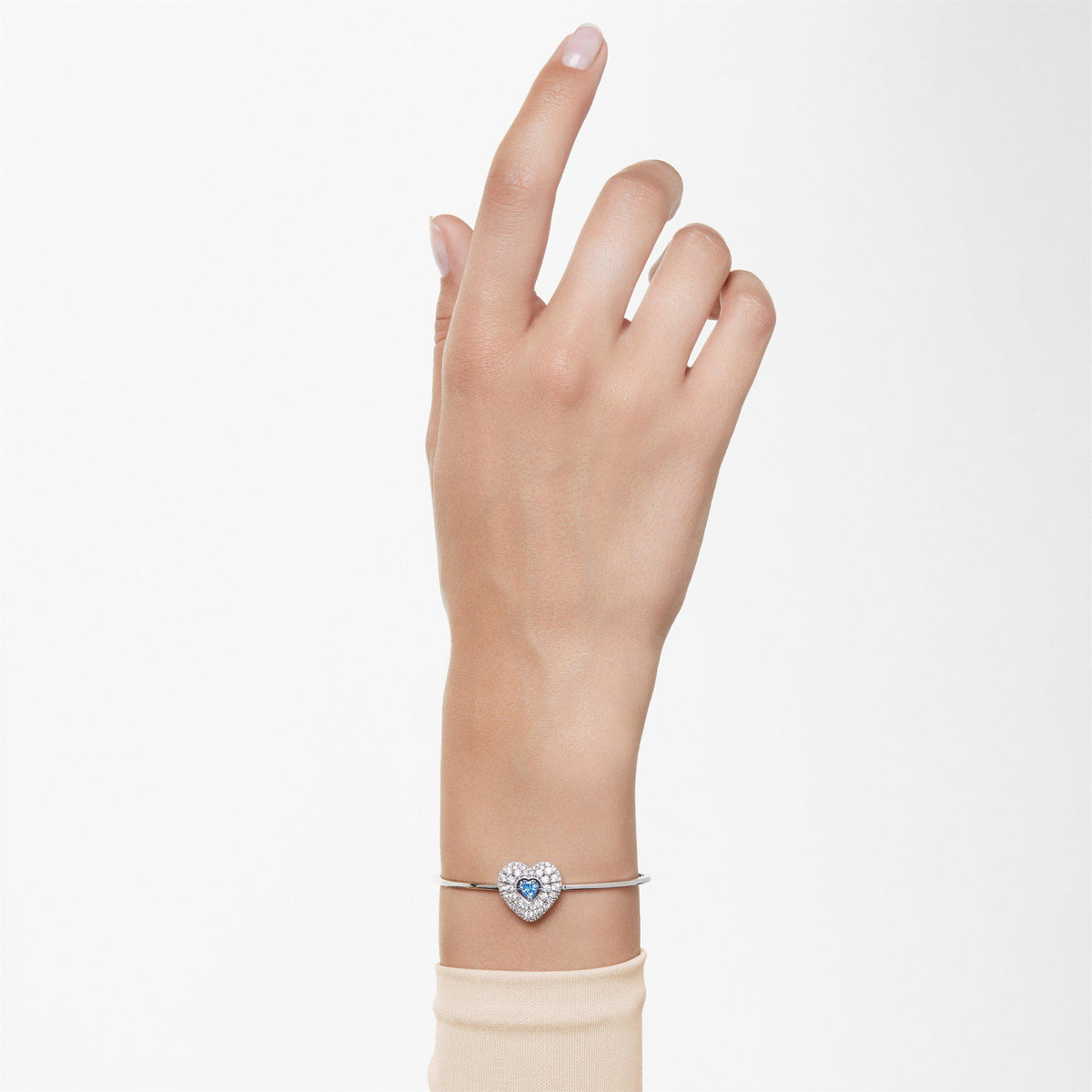 Idyllia Bangle, Heart, Blue, Rhodium Plated