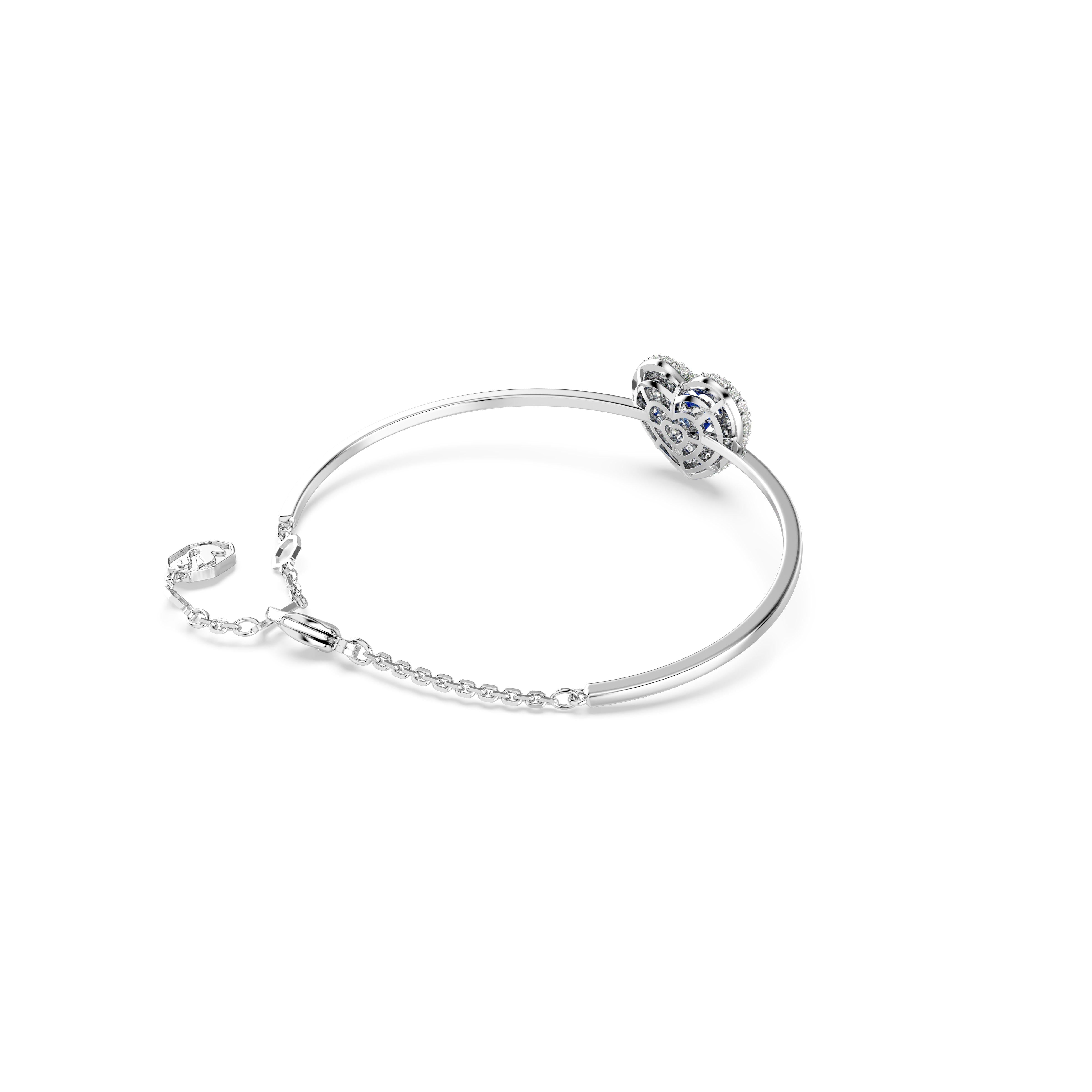 Idyllia Bangle, Heart, Blue, Rhodium Plated