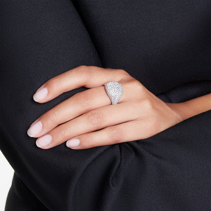 Sublima Cocktail Ring, White, Rhodium Plated