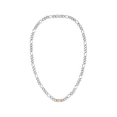 Gents BOSS Rian Stainless Steel and Carnation Gold IP Figaro Chain