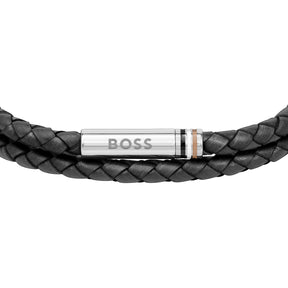 Gents BOSS Ares Double Wrap Leather Bracelet