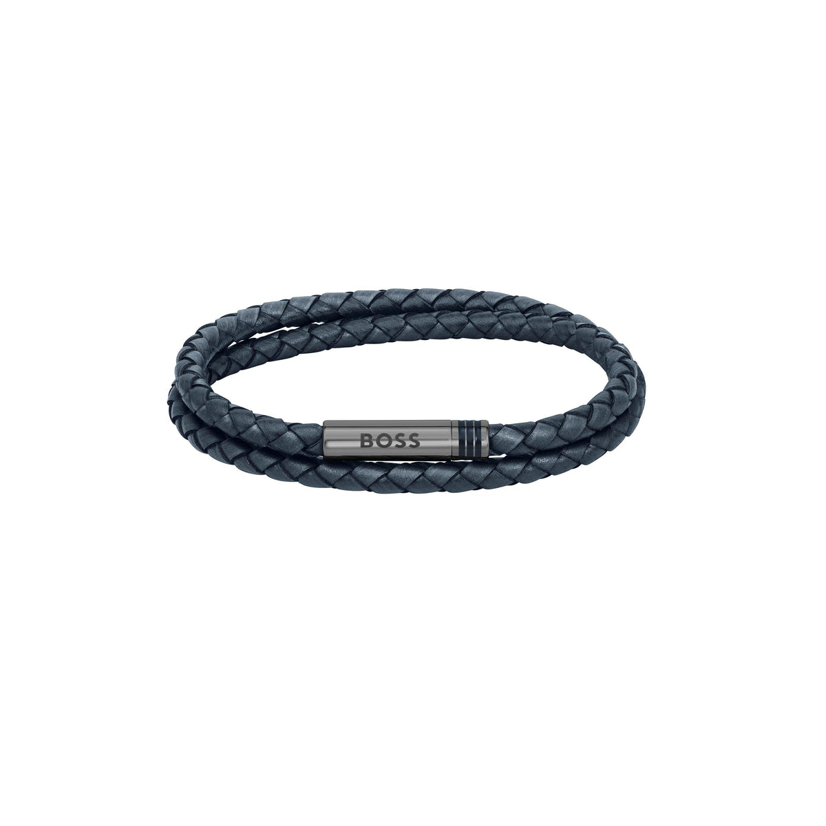 Gents BOSS Ares Double Wrap Leather Bracelet