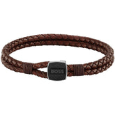 Gents BOSS Seal Braided Leather Bracelet