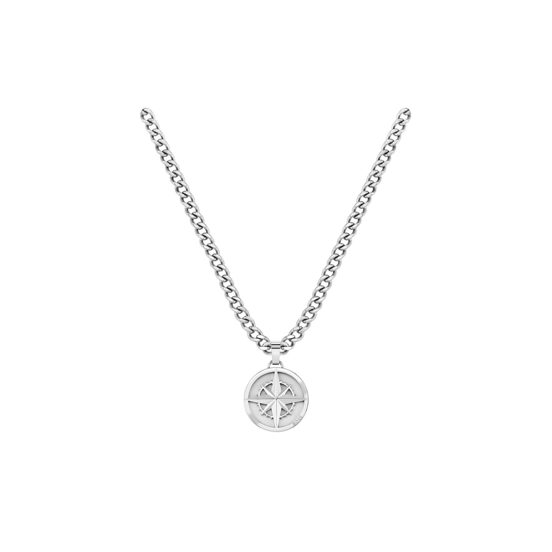 Gents BOSS North Stainless Steel Compass necklace