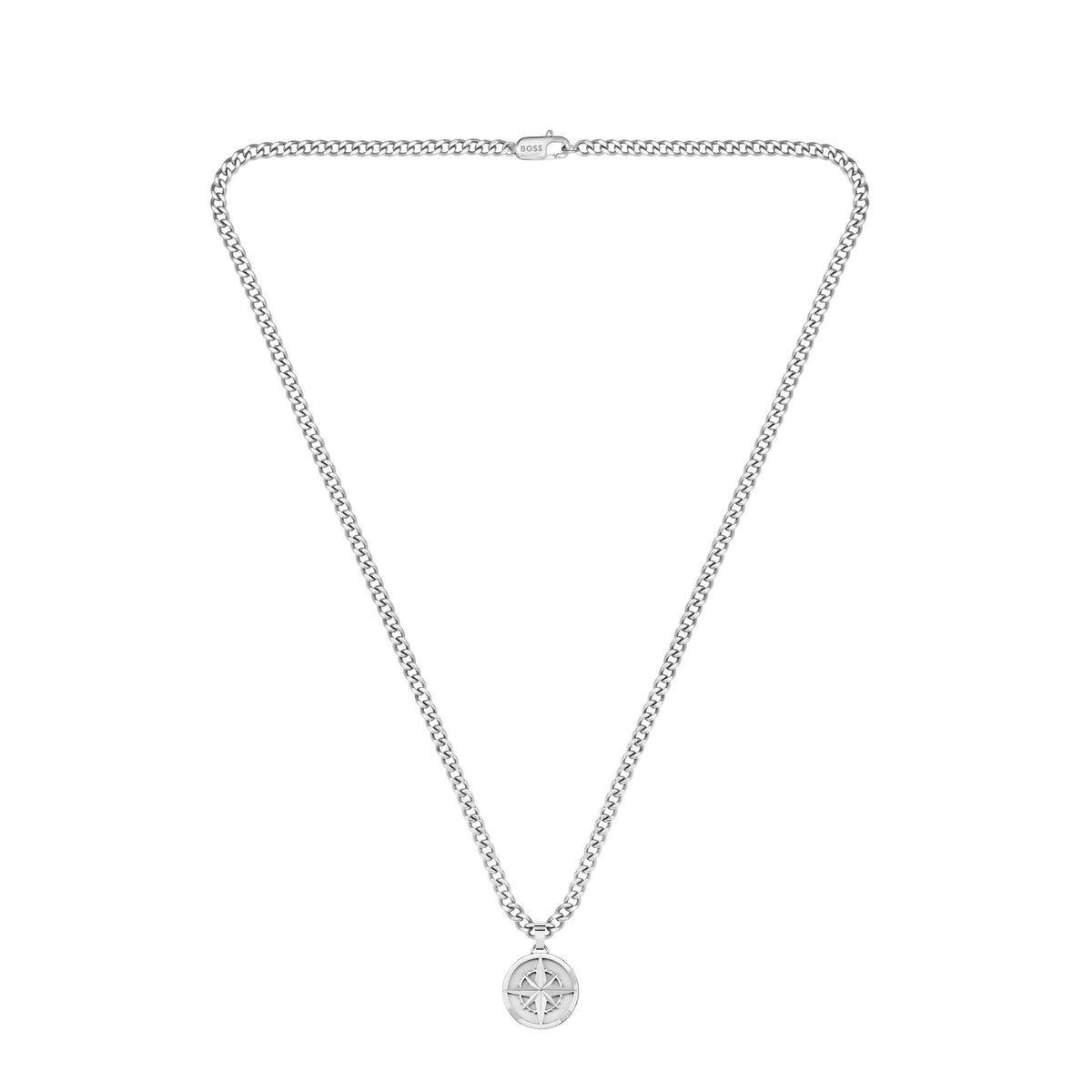 Gents BOSS North Stainless Steel Compass necklace