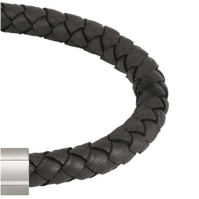 Gents BOSS Braided Black Leather Bracelet