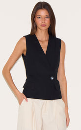 Black  Boxy Asymmetric Waistcoat