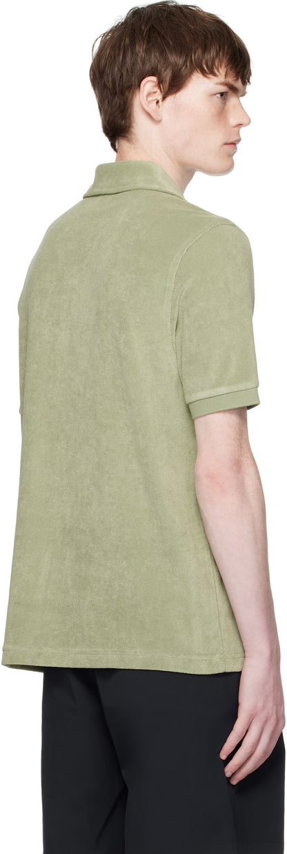 Khaki Open Collar Towelling Polo