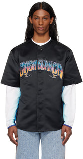 Black Gothic Short Sleeve Baseball Shirt