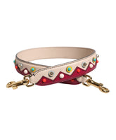 Beige Red Leather Handbag Shoulder Strap