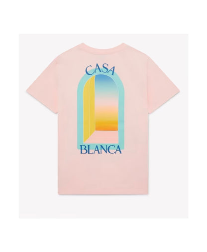 Casablanca Pink Tennis Club Print Cotton T-Shirt