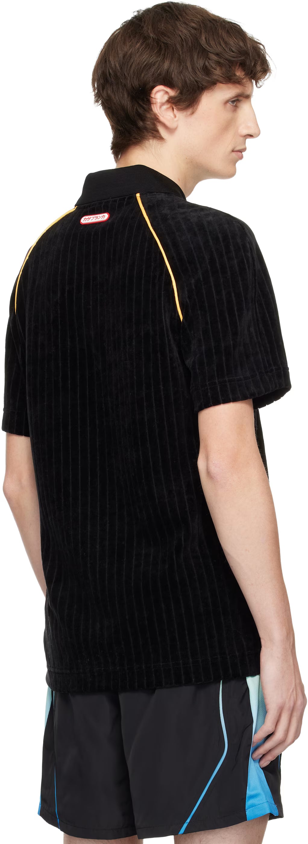 Black Rib Velour Raglan Polo