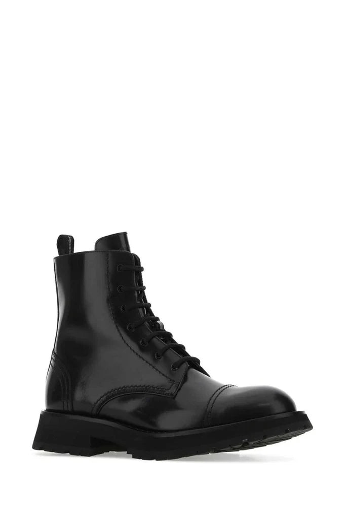 Alexander McQueen Men's Black Leather Ankle Boots – Premium Italian Craftsmanship