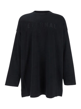 Fear of god Black T-shirt with Eternal Print on the Front and Logo Patch on the Back in Cotton Man