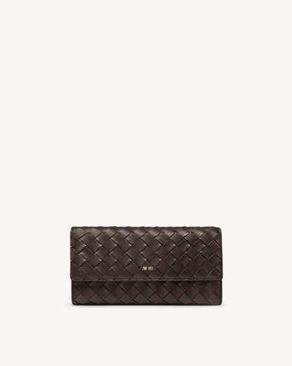 Woven Texture Flap Wallet - Black