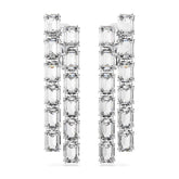 Millenia Clip Earrings, Octagon Cut, Long, White, Rhodium Plated