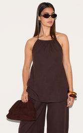 Dark Brown Halterneck Top