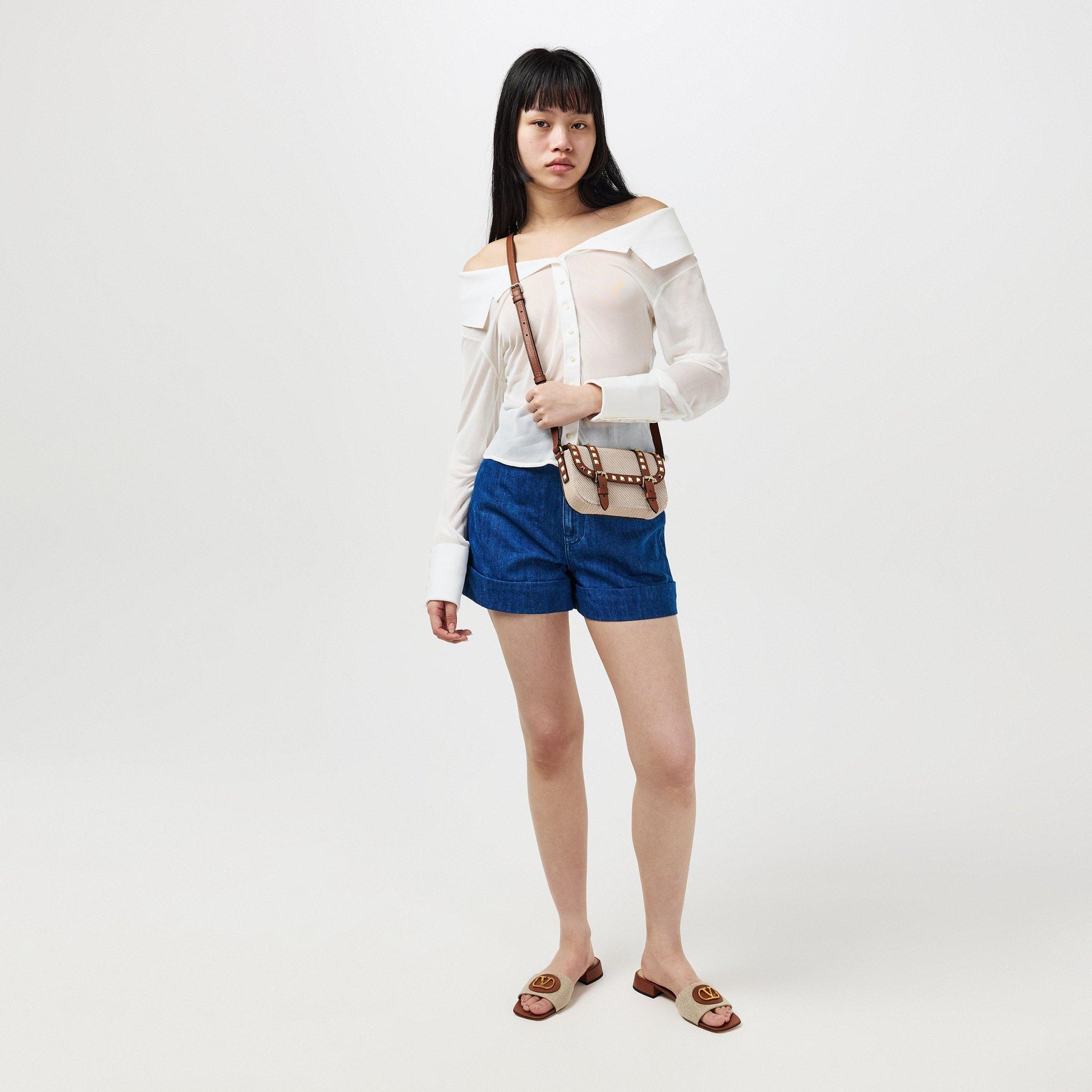 Rockstud Small Canvas Shoulder Bag