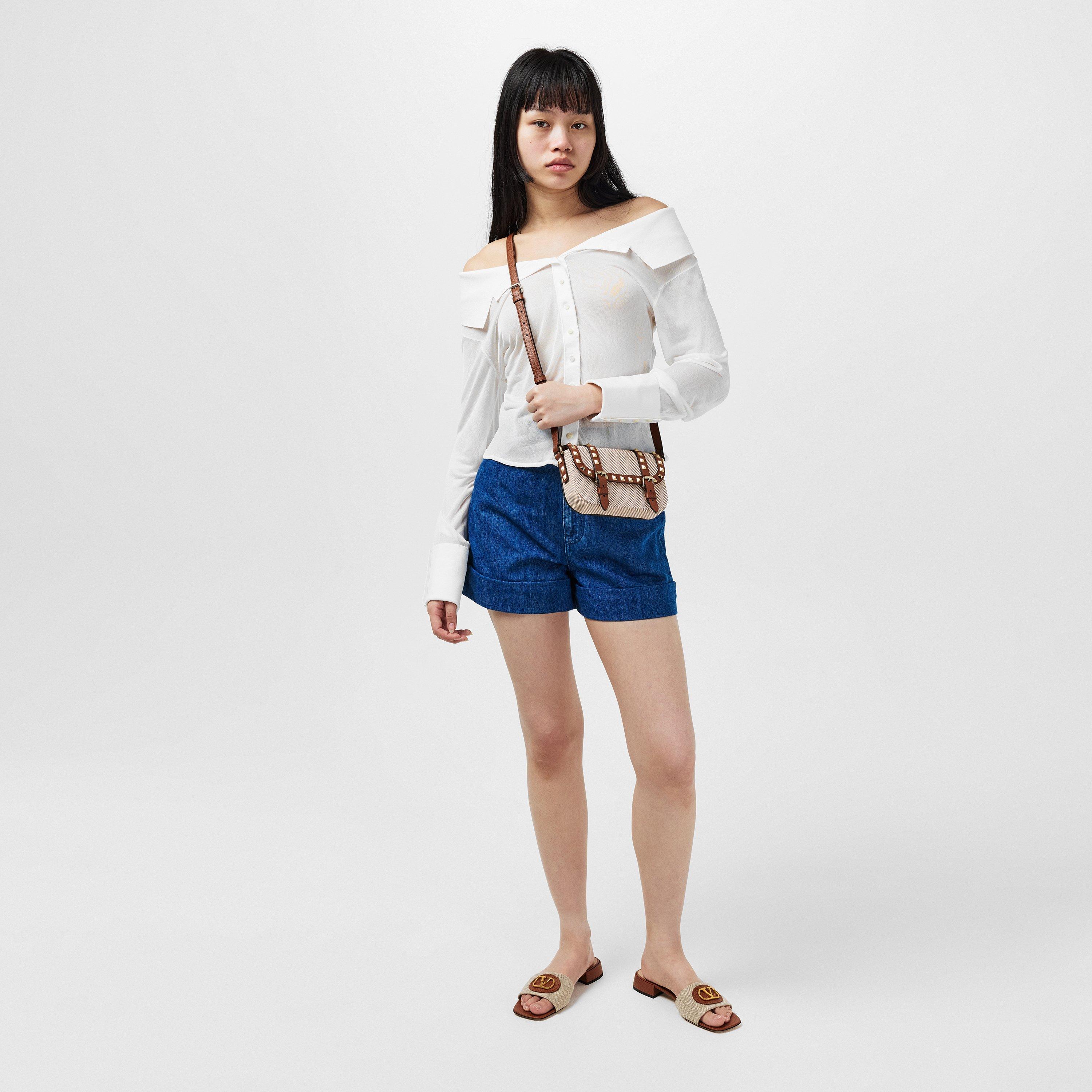 Rockstud Small Canvas Shoulder Bag